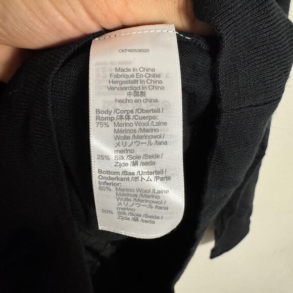 Madewell Merino Wool-Silk Blend V-Neck Sweater WMNS S Black Relaxed Fit Pullover - Picture 5 of 7